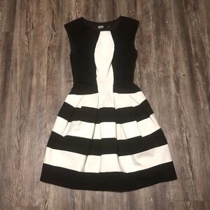 Eva Franco Dress Women's 0 Anthropologie Strata Mini Striped Fit & Flare Pleated